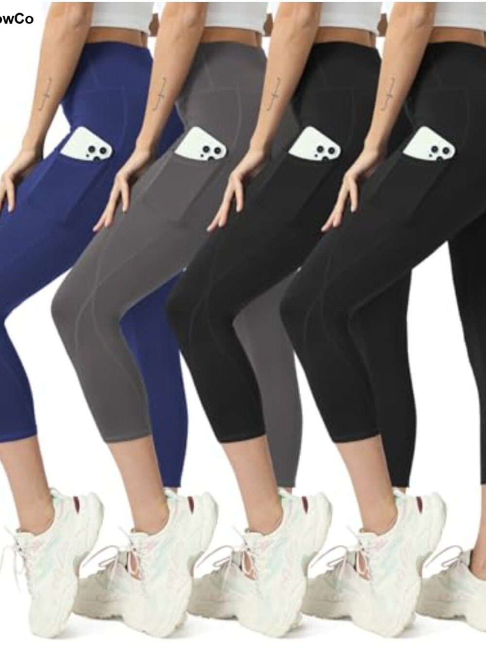 Capri Leggings for Women Tummy Control with Pockets